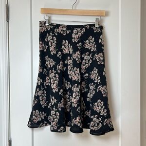 Jones‎ NY 90s/Y2K 100% Pure Silk Floral Midi Skirt — Black, Red Poppies 🌹🖤